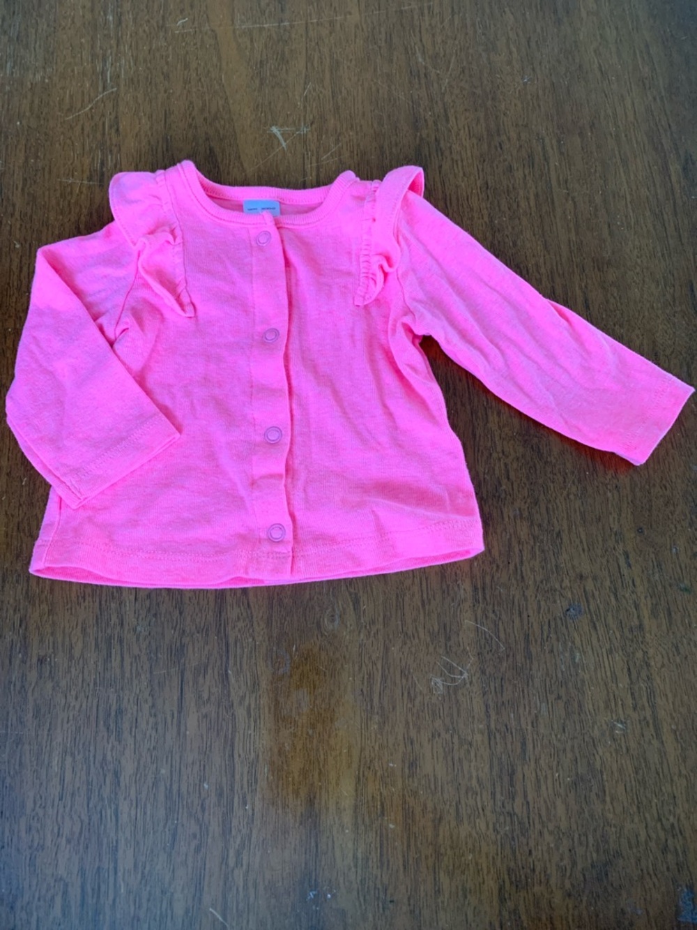 🍓3/$10 Carter's Neon Pink Ruffle-Trim Button Front Top/Cardigan size 3m
